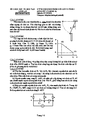 Đề thi học sinh giỏi cấp tỉnh Vật lí 12 (Bảng A) - Năm học 2012-2013 - Sở GD & ĐT Long An